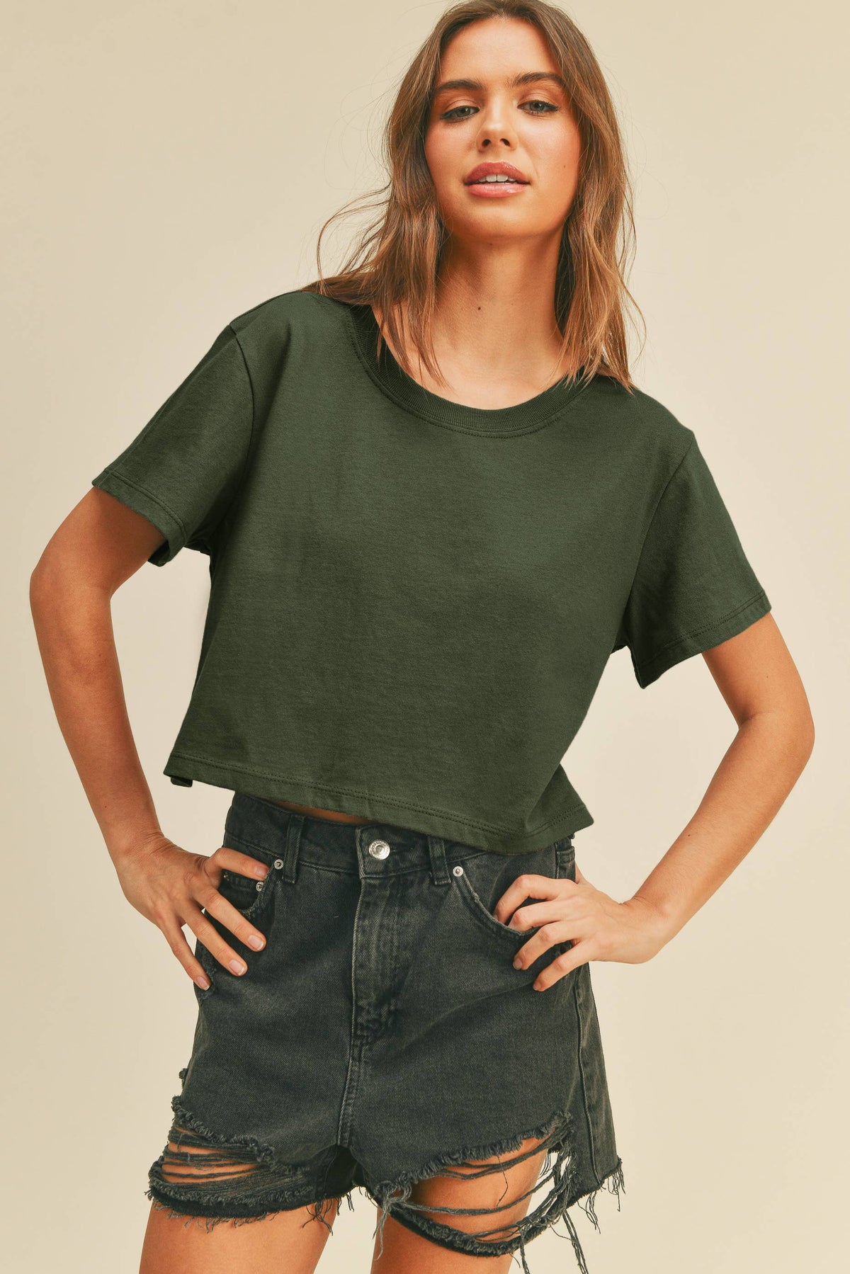TSTW1003WS Premium Garment Washed Blank Boxy Crop Tee