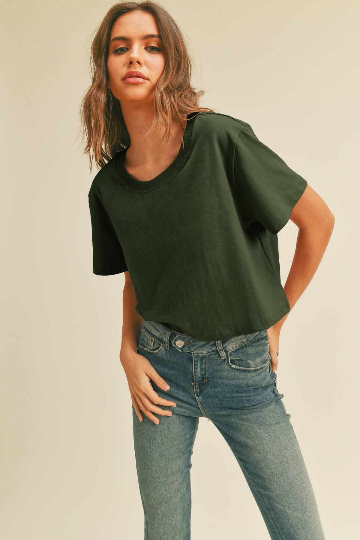 TSTW1003WS Premium Garment Washed Blank Boxy Crop Tee