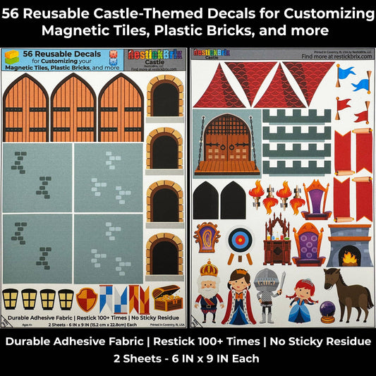 Reusable Decals for Magnetic Tiles & Bricks - Castle