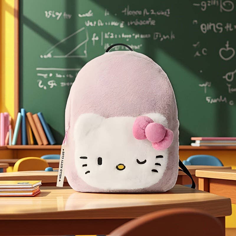 Kitty Cat Plush Backpack Cute Animal Design Storage Bag