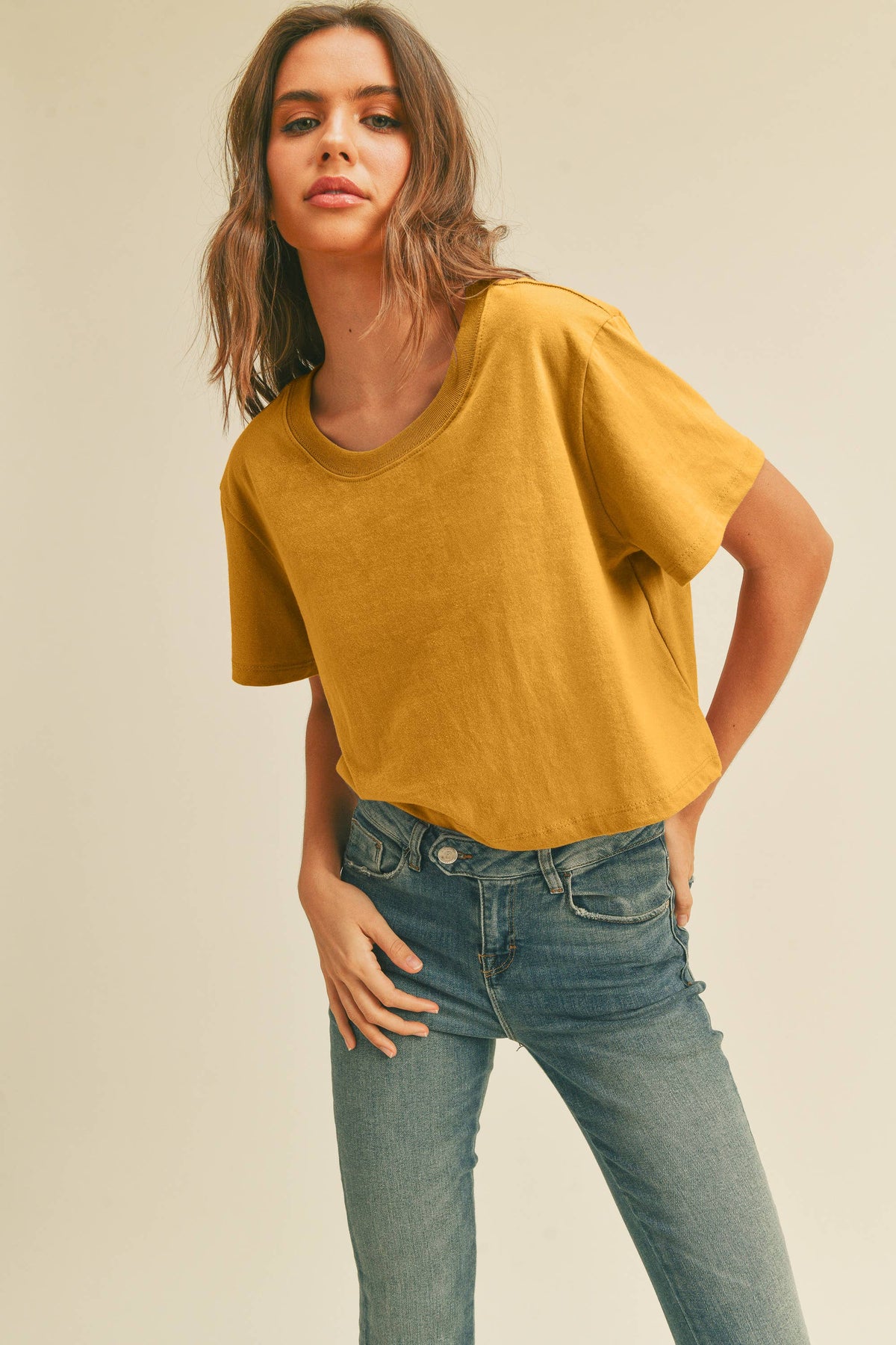 TSTW1003WS Premium Garment Washed Blank Boxy Crop Tee