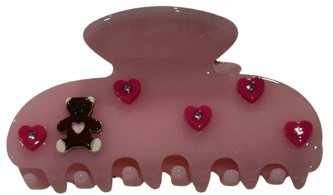 Gorgeous pink teddy bear hair clip
