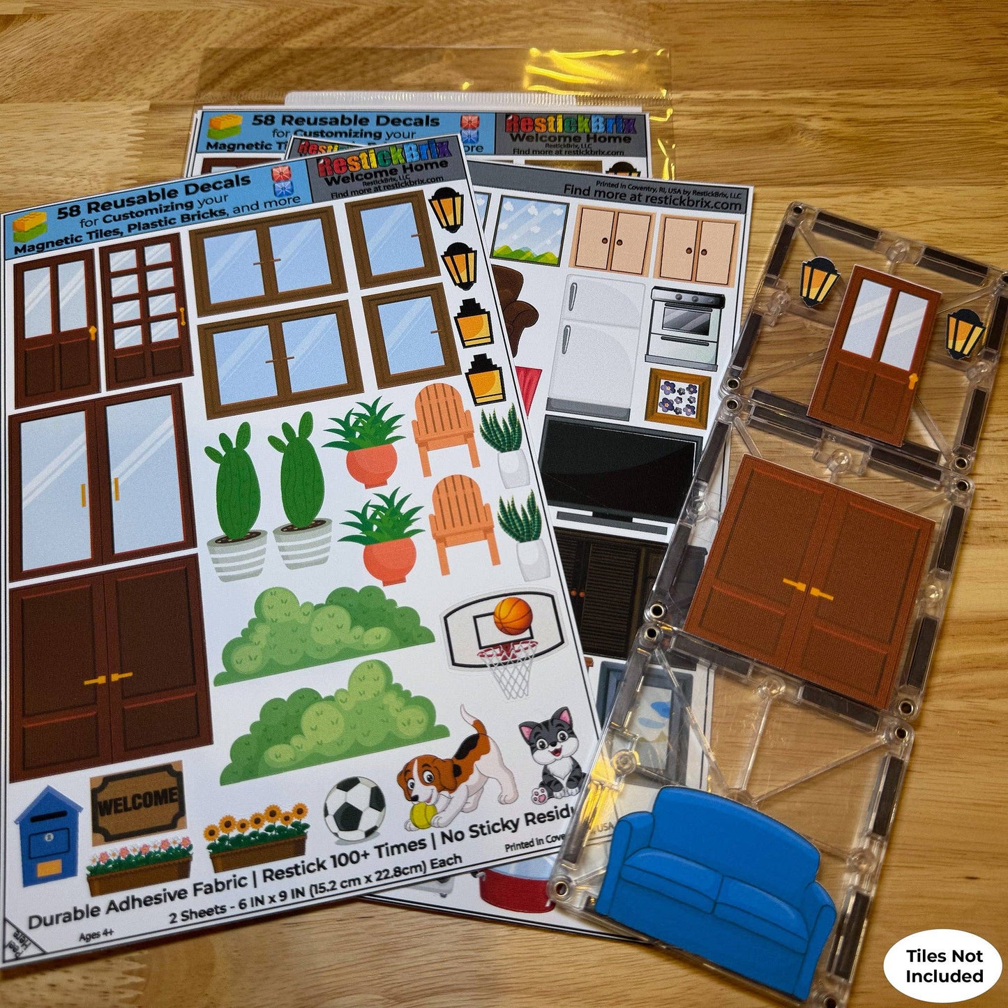 Reusable Decals for Magnetic Tiles & Bricks - Welcome Home